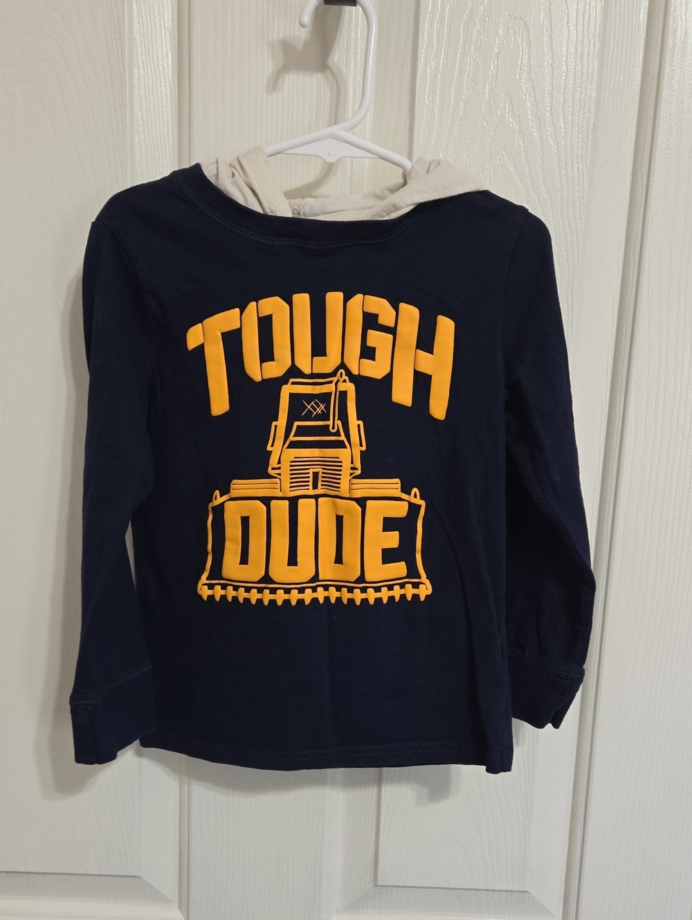 Childrens place blue tough dude construction shirt with hood